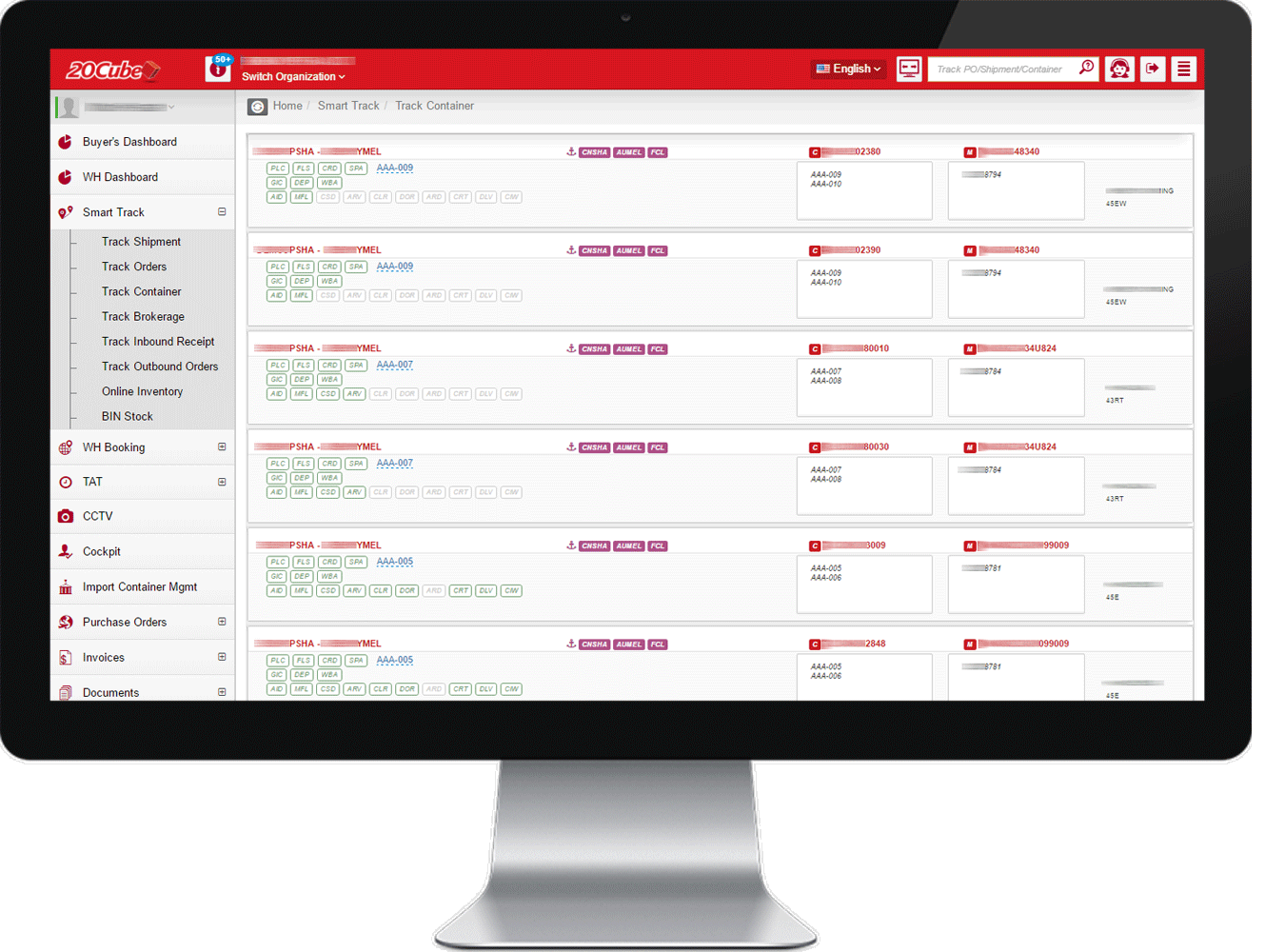 Desktop showing the 20Cube \"\"MyHub\"\" application dashboard